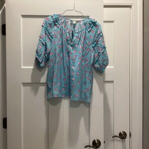 Zac & Rachel- Top- Size L- Aqua and Pink